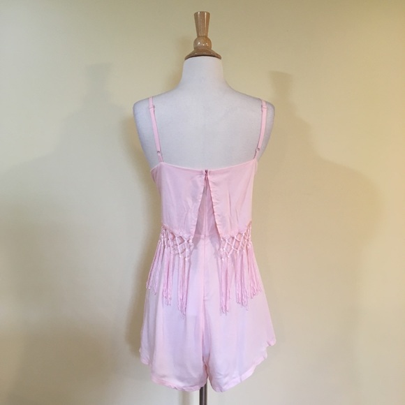 Blush Tassel Fringe Overlay Romper - Picture 5 of 5